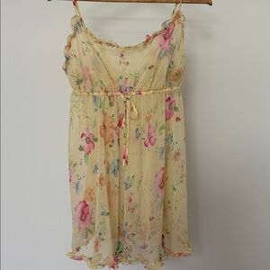 Vtg 90s Victoria Secret Slip Dress Fairycore Floral Sheer Chiffon Coquette L
